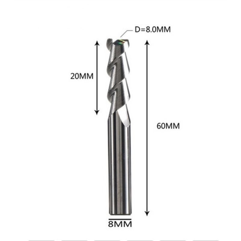 Фреза кінцева для ЧПУ DJTOL D8-l20-L60 AAEN2LX08