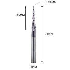Фреза конусна для ЧПУ R0,5-D6-L75-l30,5