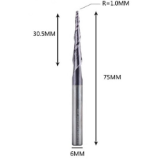 Фреза конусна для ЧПУ R1-D6-L75-l30,5