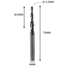 Фреза конусна для ЧПУ R1,5-D6-L75-l30,5