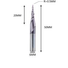 Фреза конусна для ЧПУ R0,5-D6-L50-l20