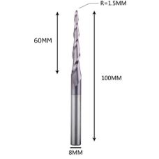 Фреза конусна для ЧПУ R1,5-D8-L100-l60