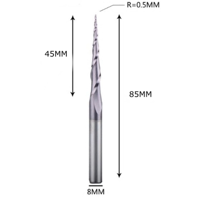 Фреза конусна для ЧПУ R0,5-D8-L85-l45 Фреза конусна для ЧПУ R0,5-D8-L85-l45