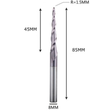 Фреза конусна для ЧПУ R1,5-D8-L85-l45