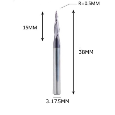 Фреза конусна для ЧПУ R0,5-D3,175-L38-l15