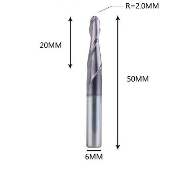 Фреза конусна для ЧПК R2-D6-L50-l20 Фреза конусна для ЧПК R2-D6-L50-l20