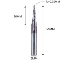 Фреза конусна для ЧПУ R0,75-D6-L50-l20